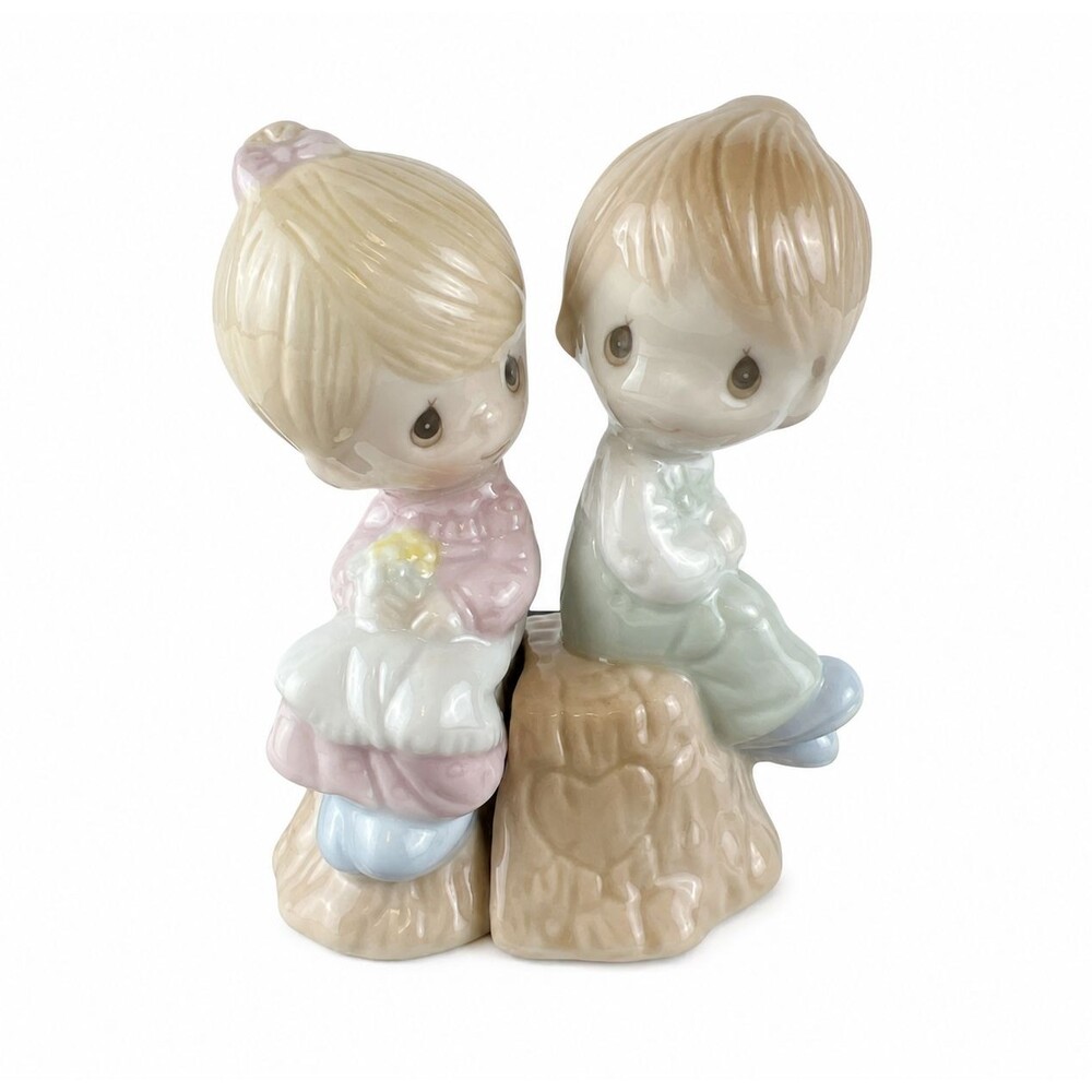 Precious Moments Boy & Girl Salt & Pepper Shakers Vintage Porcelain Japan